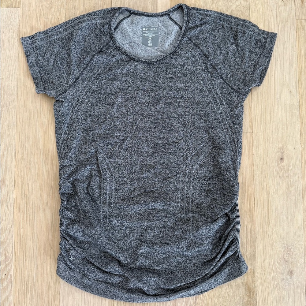 Athleta Gray Short Sleeve Top with Cinch Sides